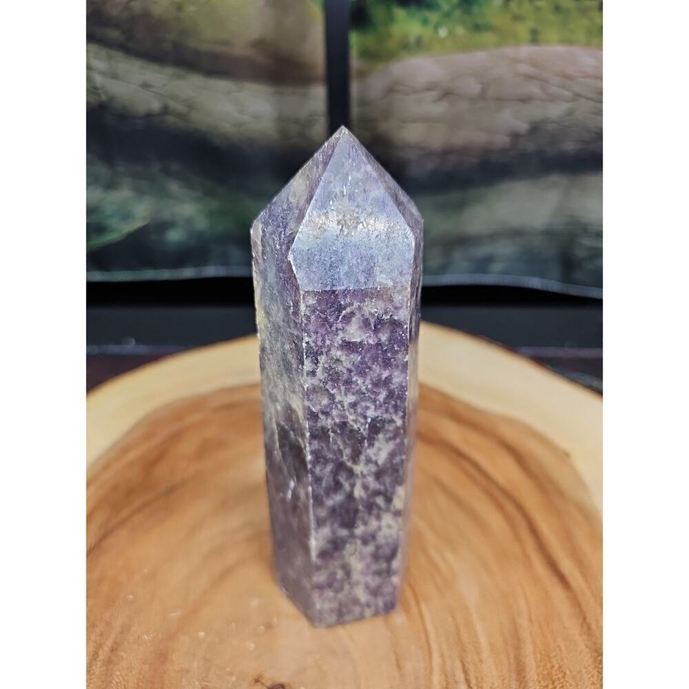1ea Natural Purple Mica Lepidolite Crystal Point Tower Africa 505g